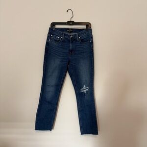 J. Crew Mercantile Blue Ankle Cropped Jeans with Distressed Details Size 26